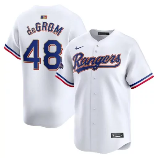Jacob Degrom 48 Rangers Jersey White Men Blue Red Collection