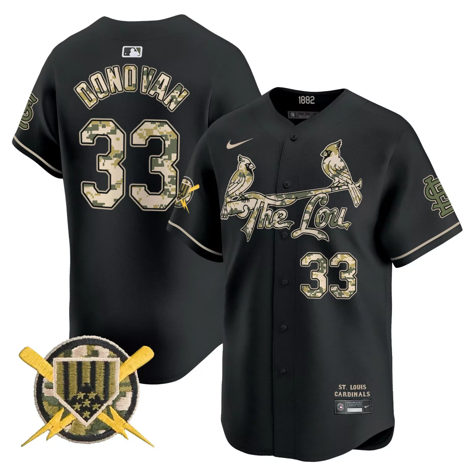 Brendan Donovan 33 Jersey Black Military Appreciation St. Louis Cardinals Camo Men