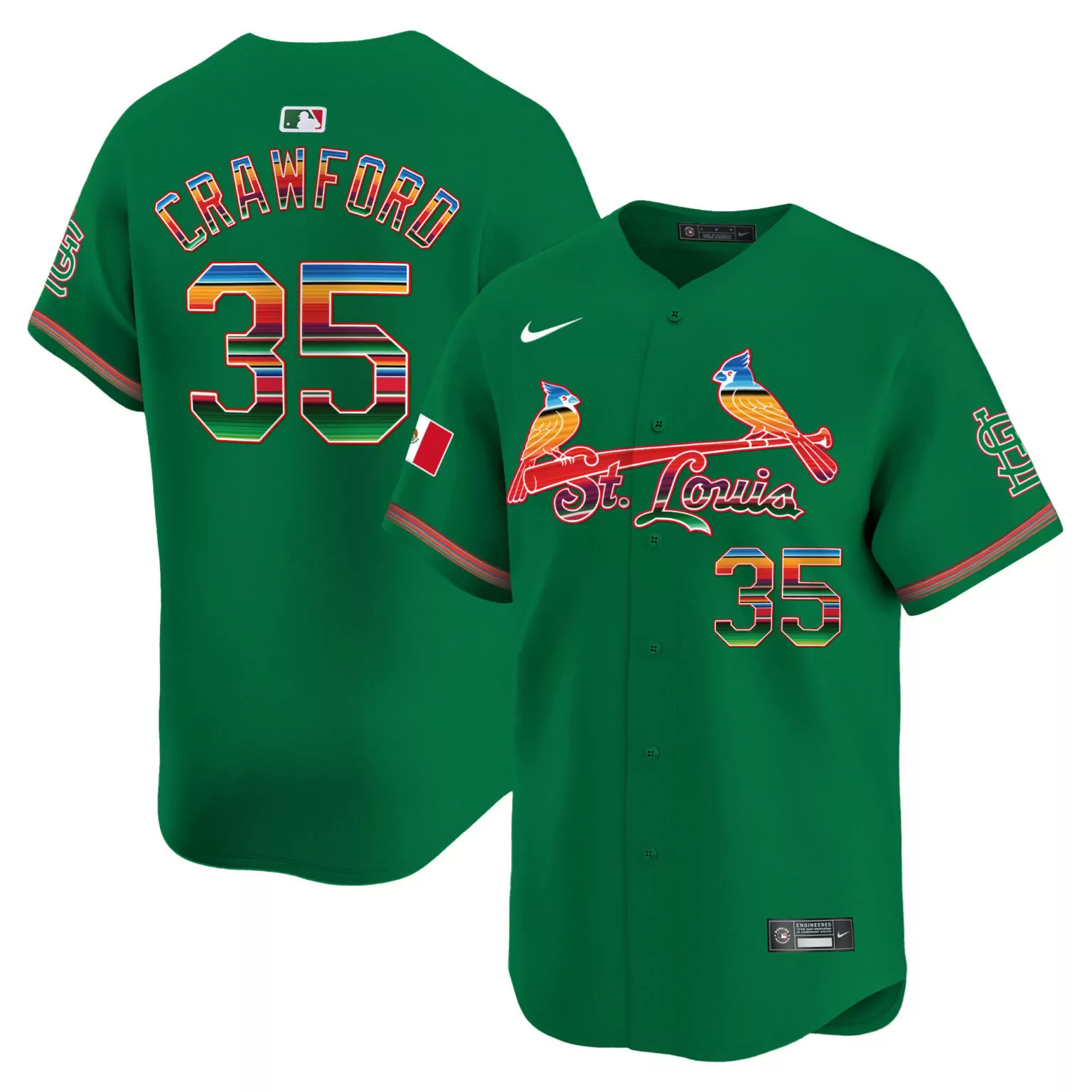 Brandon Crawford 35 Jersey Green St. Louis Cardinals Mexican Flag Men Custom Design