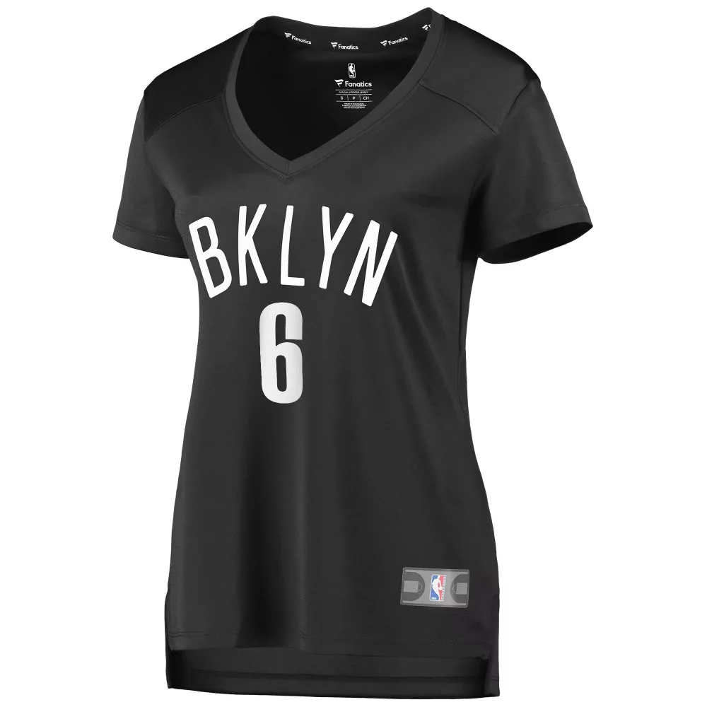 Custom Brooklyn Nets 6 Jersey Black Women Replica White