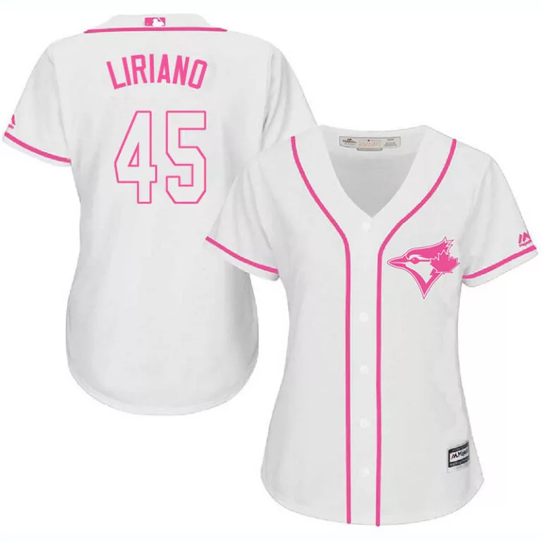 Francisco Liriano 45 Jersey White Toronto Blue Jays Women Alternate Pink Cool Base