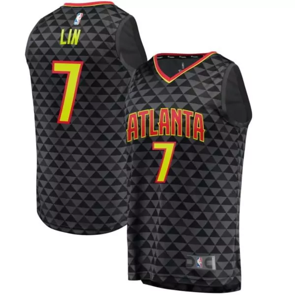 Jeremy Lin 7 Atlanta Hawks Jersey Black City Connect Men Custom Design Yellow Red