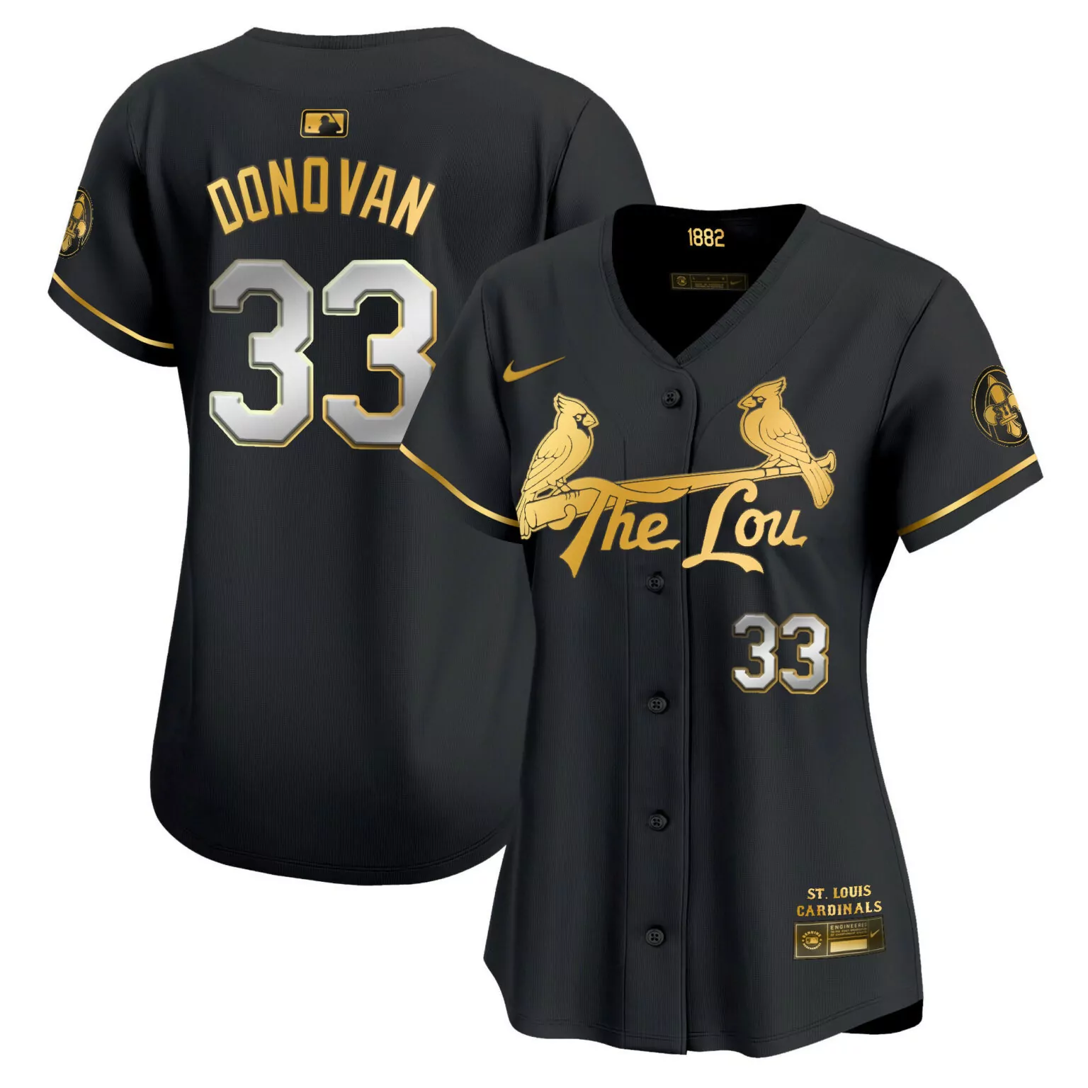 Brendan Donovan 33 Jersey Black The Lou St. Louis Cardinals Women Gold Silver All