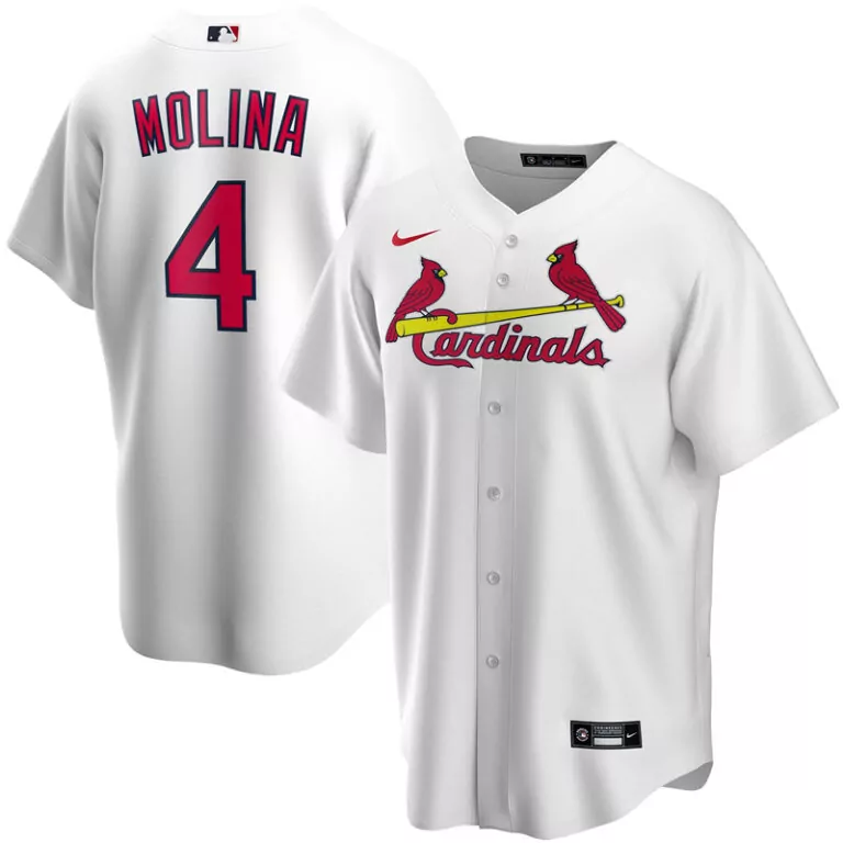 Yadier Molina 4 Cardinals Jersey White Men Red Yellow Home