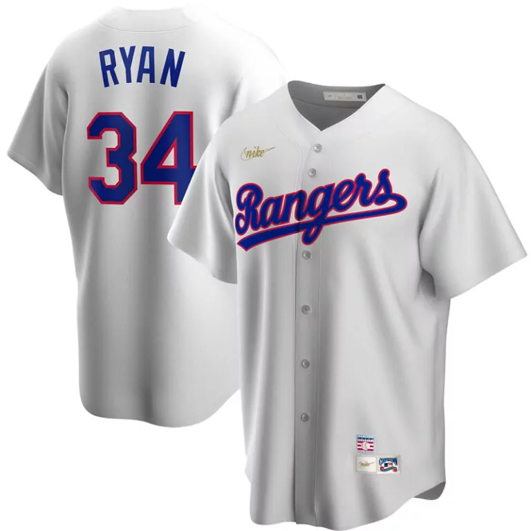 Nolan Ryan 34 Rangers Jersey White Texas Men Blue Red Home Cooperstown Collection