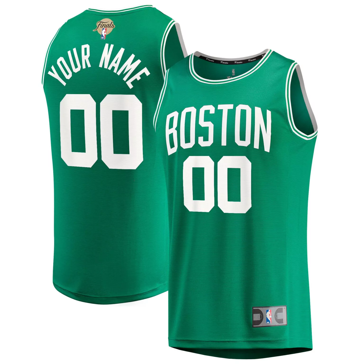 Custom Boston Celtics Jersey Green Finals Men NBA White
