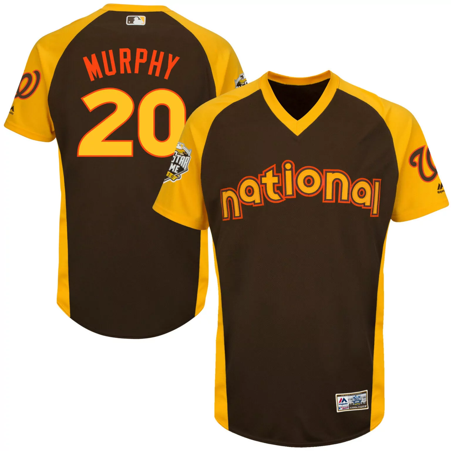 Daniel Murphy 20 National League Jersey Brown All-star Game Men Yellow Cool Base