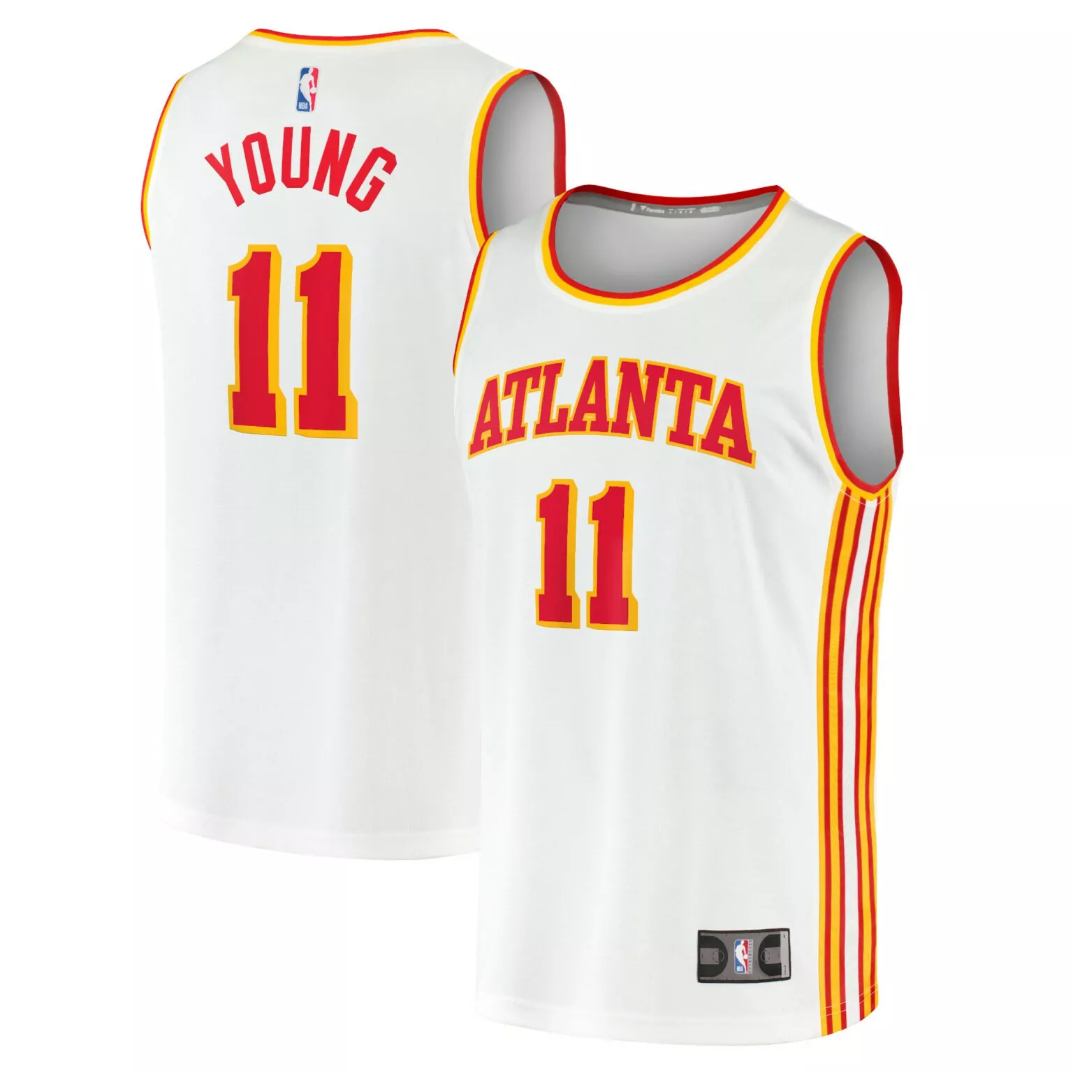 Trae Young 11 Atlanta Hawks Jersey White Men Replica Red Yellow