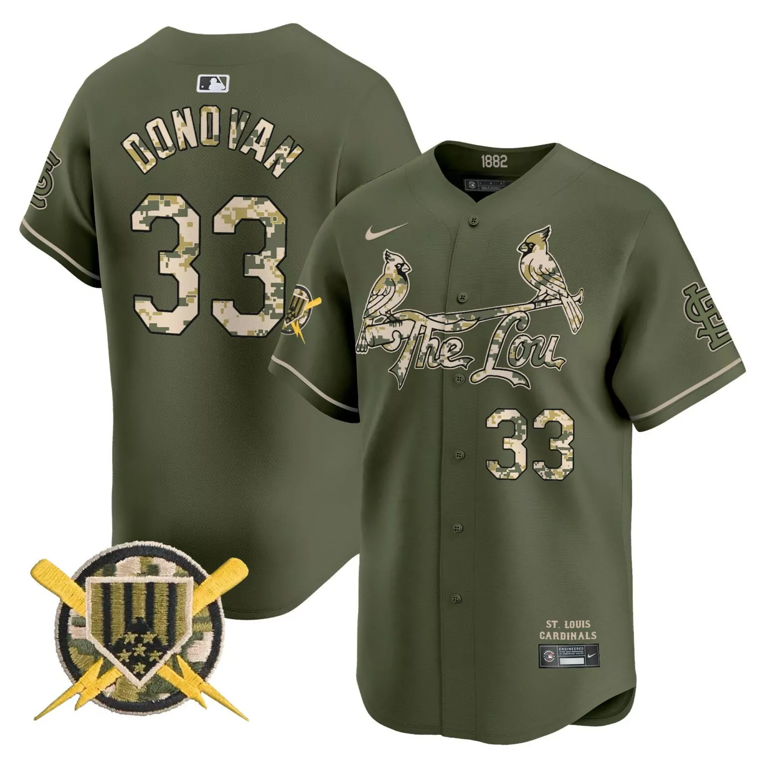 Brendan Donovan 33 Jersey Olive Green City Connect St. Louis Cardinals Men Tan Black