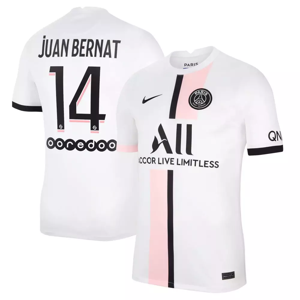 Juan Bernat 14 Jersey White Paris Saint-germain Accor Live Limitless Men Split Design