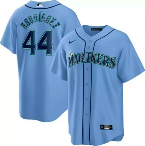 Julio Rodrguez 44 Mariners Jersey Light Blue Men Dark Teal Cool Base Stitched