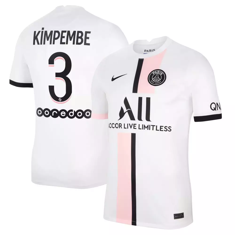 Kimpembe 3 Paris Saint-germain Jersey White Qnb Men Split Design Black Pink Away