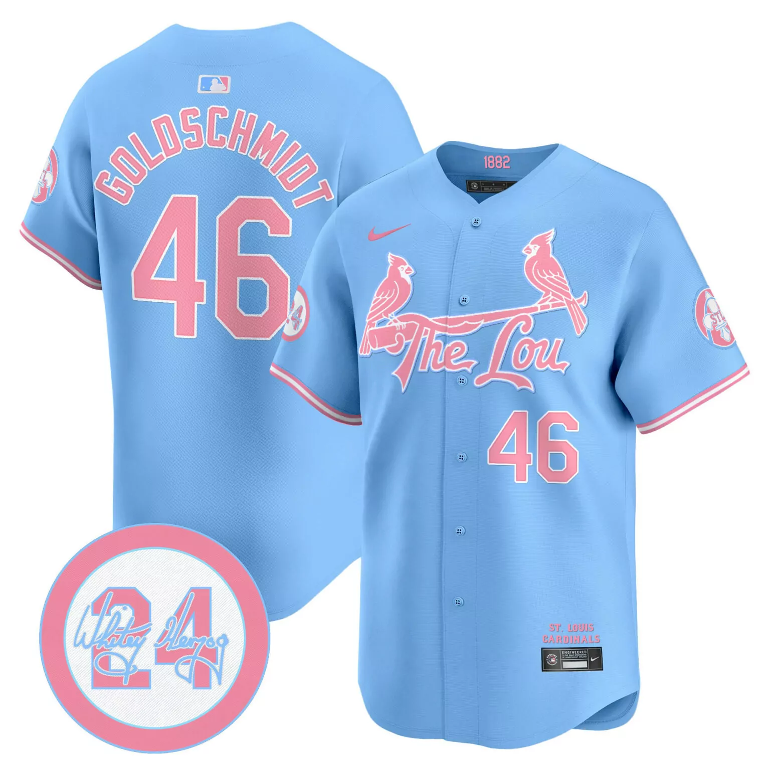 Paul Goldschmidt 46 Jersey Baby Blue St. Louis Cardinals Men Alternate Pink Unisex