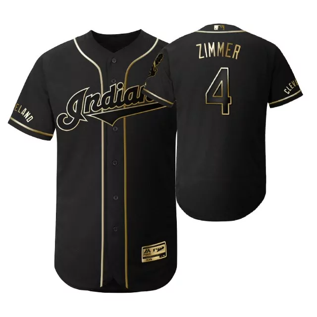 Bradley Zimmer 4 Jersey Black Cleveland Indians Men Gold
