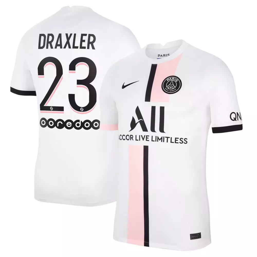 Draxler 23 Paris Saint-germain Jersey White Men Split Design Black Pink Away