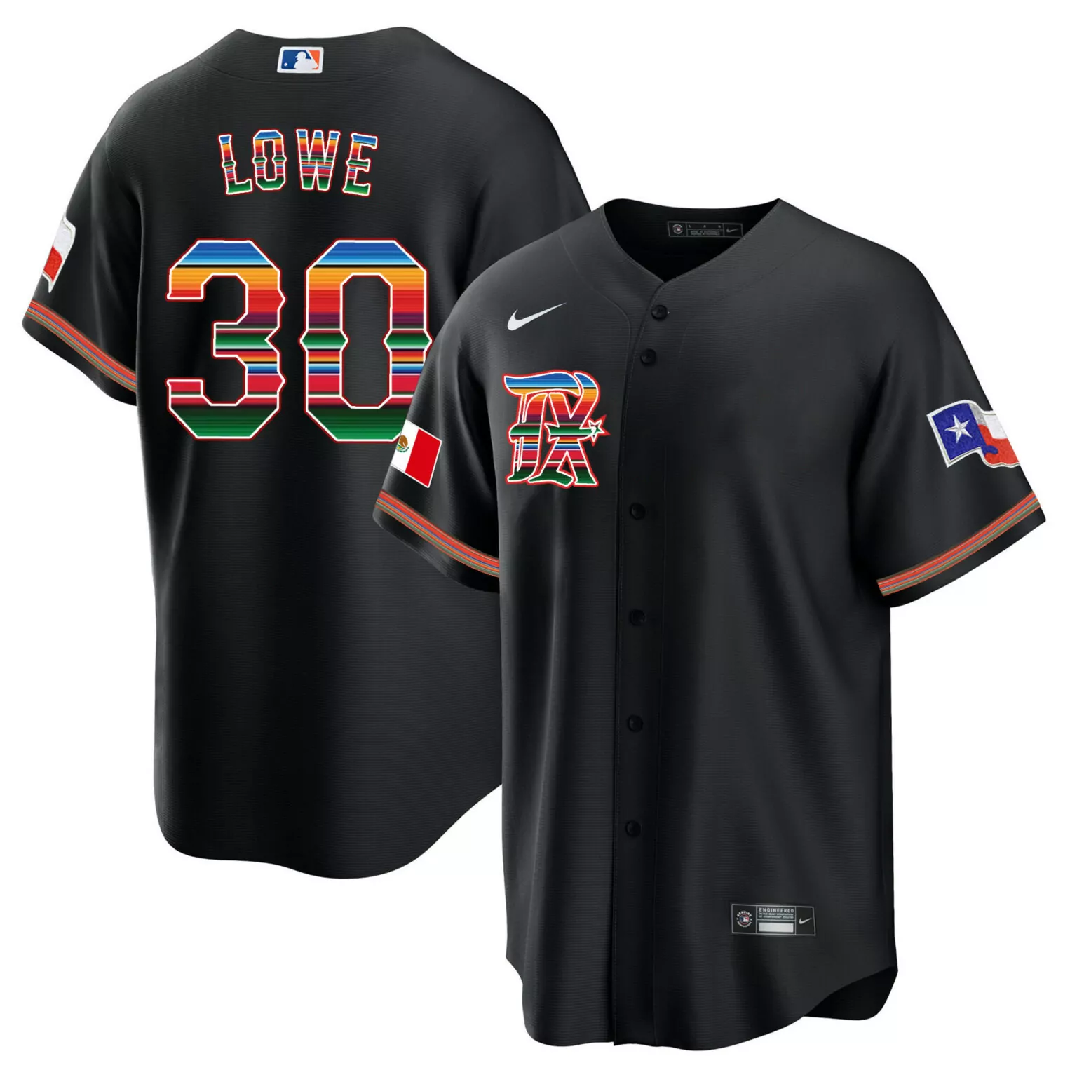 Nathaniel Lowe 30 Houston Astros Jersey Black Cinco De Mayo Mexico Flag Texas 2023