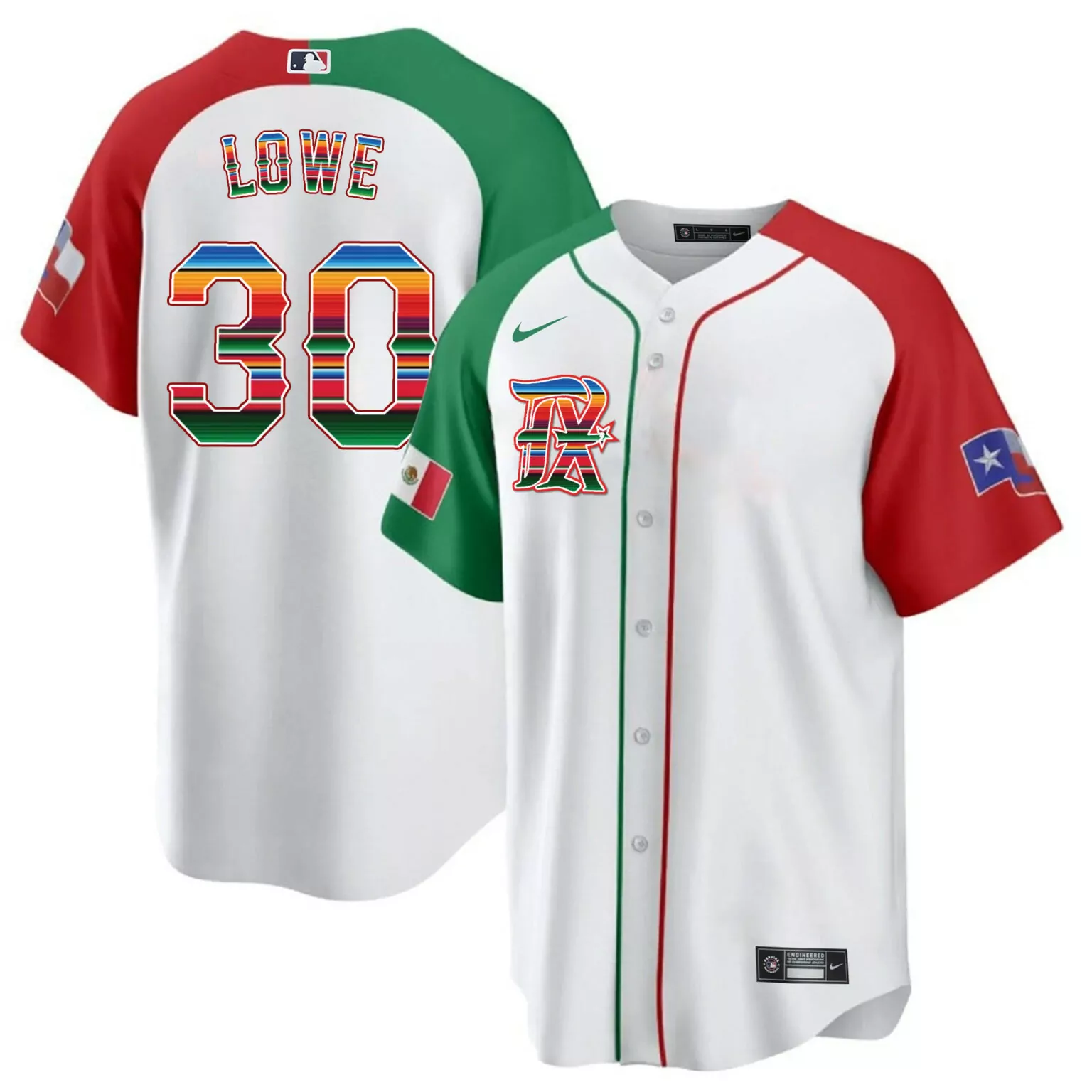 Nathaniel Lowe 30 Texas Rangers Jersey White City Connect Flag Mexico 2023 Men Split