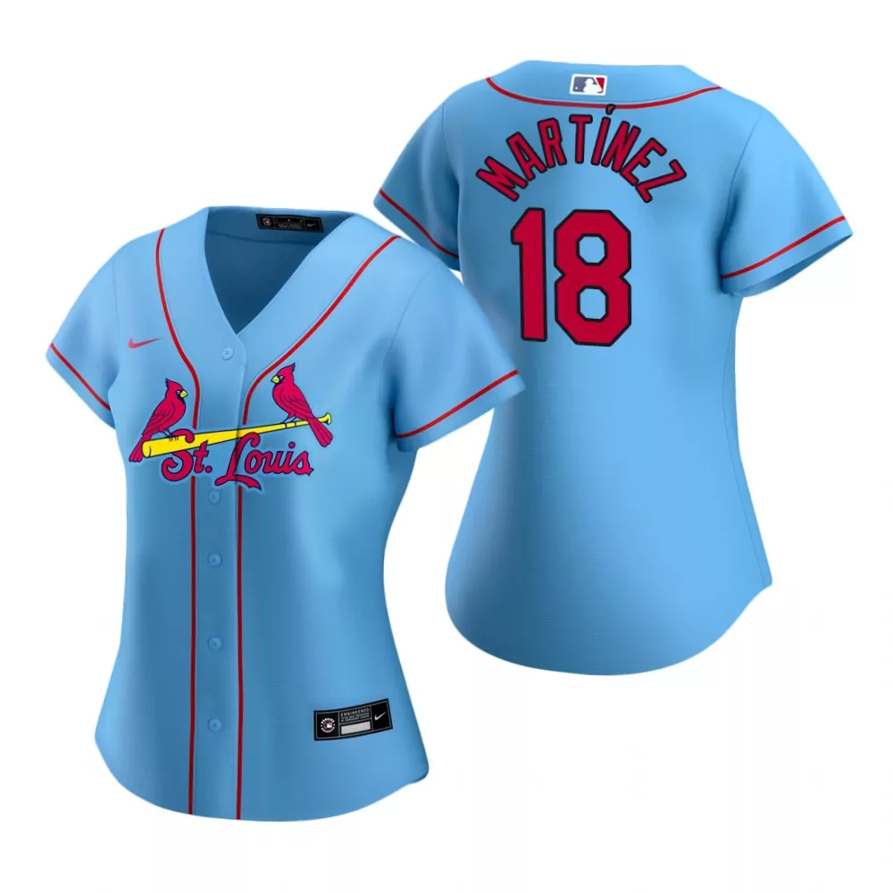 Carlos Martinez 18 Jersey Light Blue St. Louis Cardinals Women Red