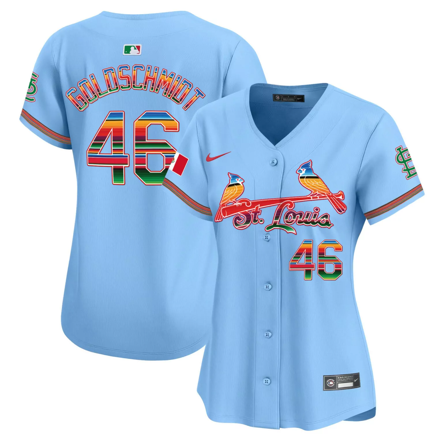 Paul Goldschmidt 46 Jersey Light Blue St. Louis Cardinals Men MLB Split Custom Design
