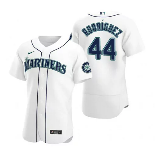 Julio Rodrguez 44 Mariners Jersey White Men Navy Teal Flex Base Stitched