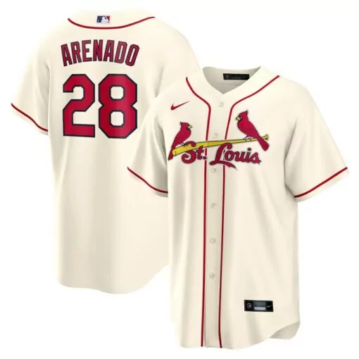 Nolan Arenado 28 Jersey Cream St. Louis Cardinals Men Red Alternate Official