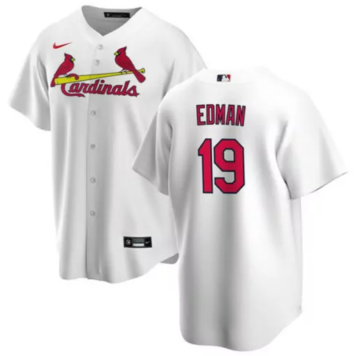 Tommy Edman 19 Cardinals Jersey White Men Red Yellow Cool Base Stitched