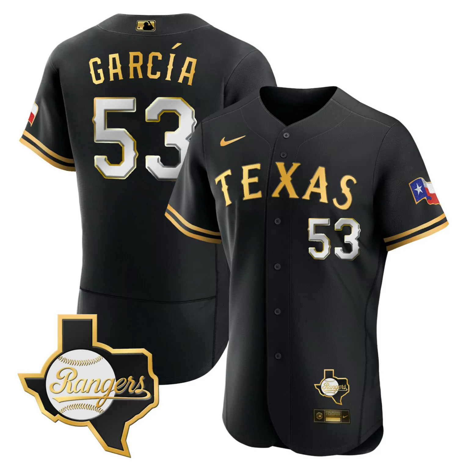 Adolis Garcia 53 Texas Rangers Jersey Black Flag Men Gold White All Stitched