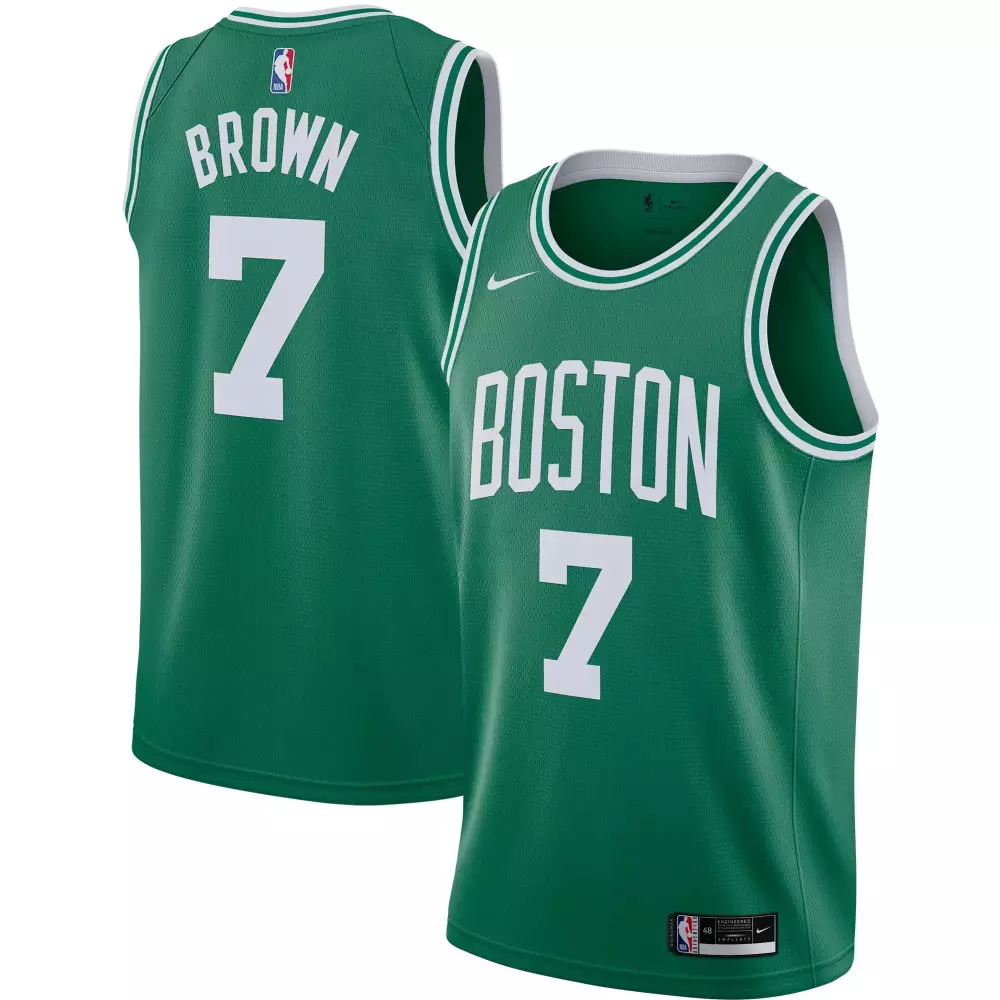 Jaylen Brown 7 Boston Celtics Jersey Green Men Standard White Swingman Icon