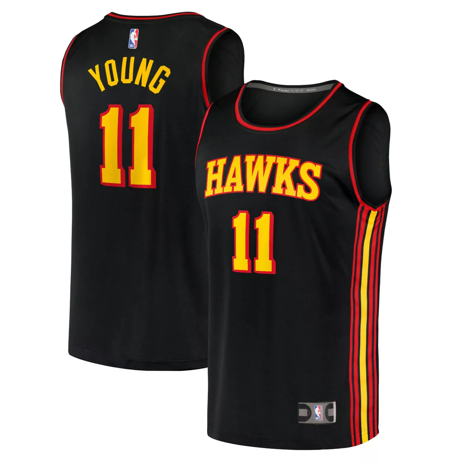 Trae Young 11 Hawks Jersey Black Men Red Yellow
