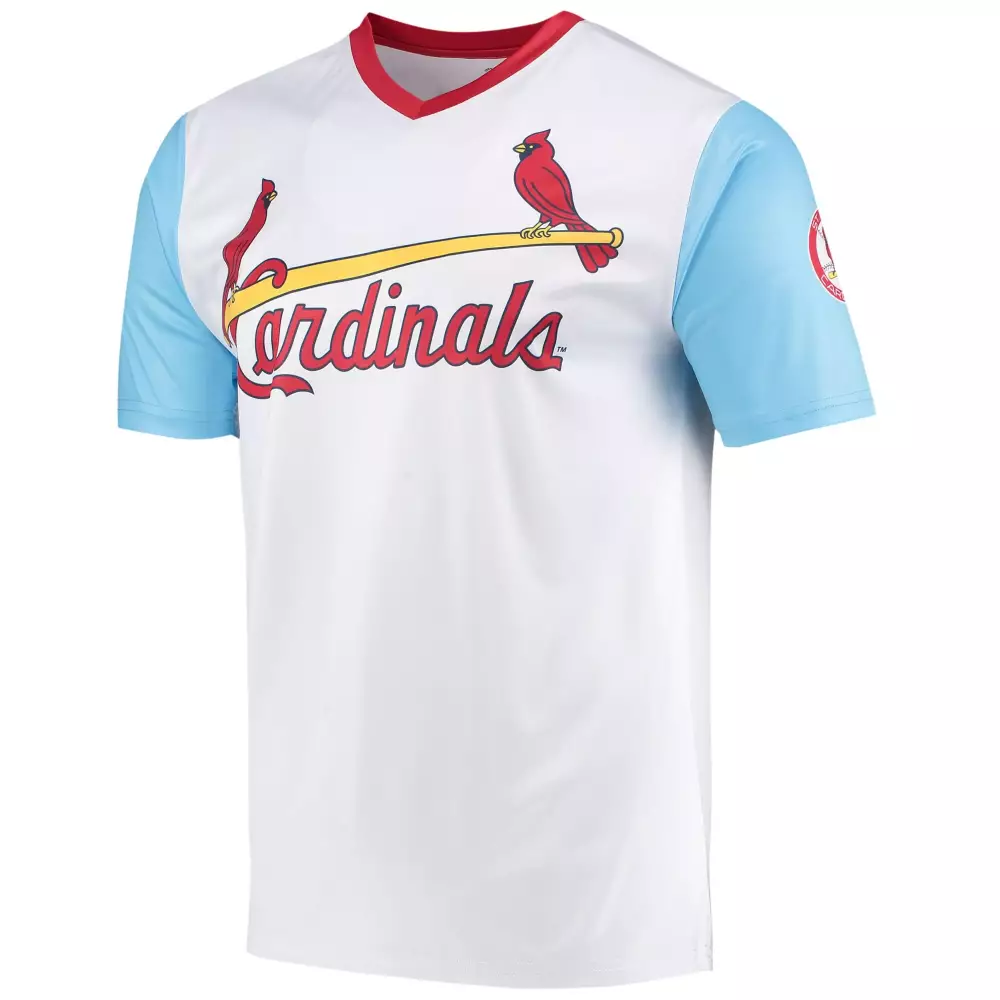 Stitches Cooperstown Jersey White St. Louis Cardinals Men Split Red Light Blue Collection