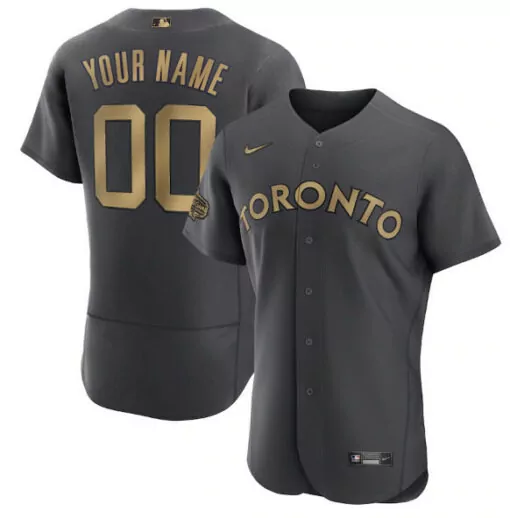 Custom Toronto Blue Jays Jersey Gray Gold Flex Base Stitched