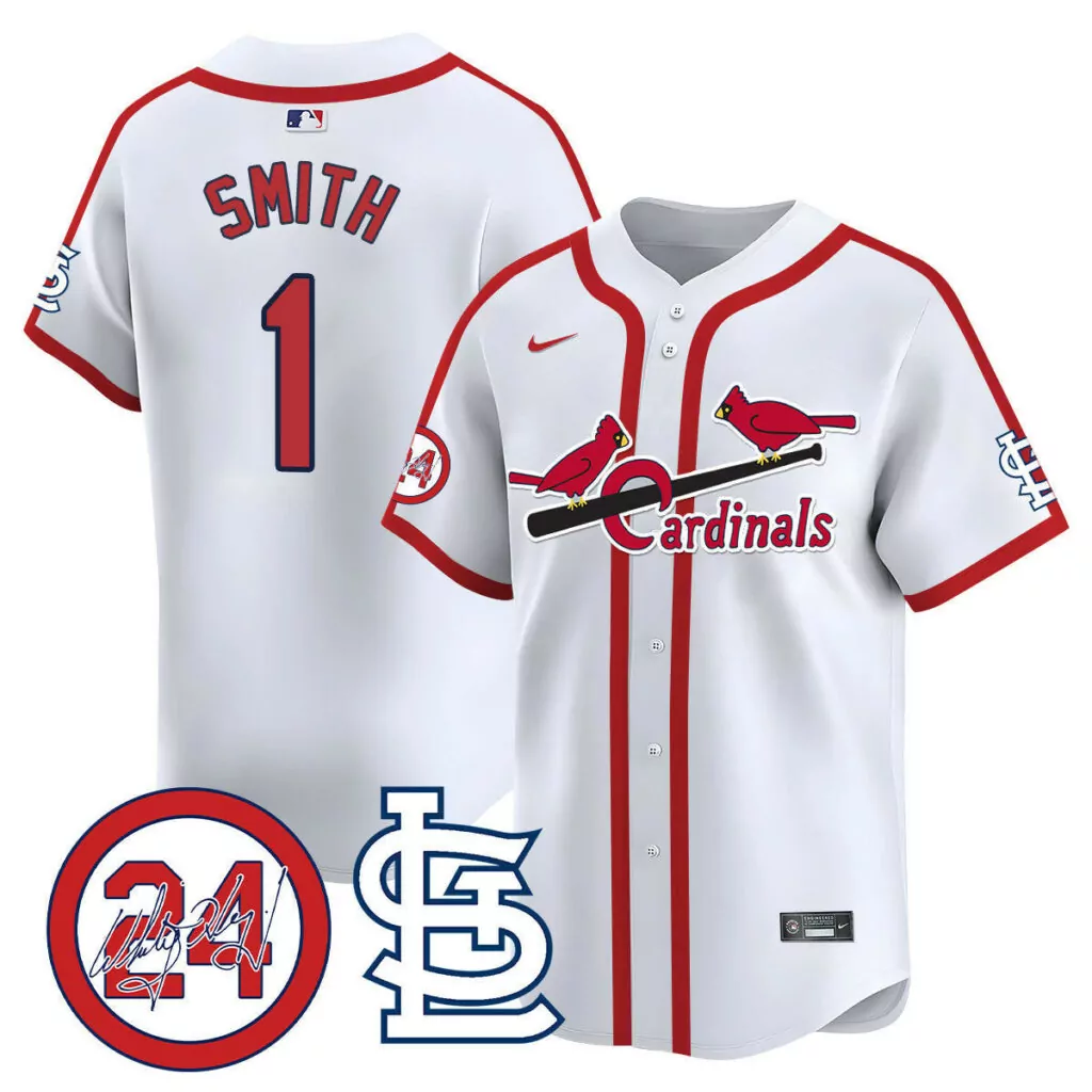 Ozzie Smith 1 St. Louis Cardinals Jersey White Men Button-up Red Blue Cooperstown