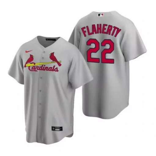 Jack Flaherty 22 Cardinals Jersey Gray Men Red Cool Base Stitched
