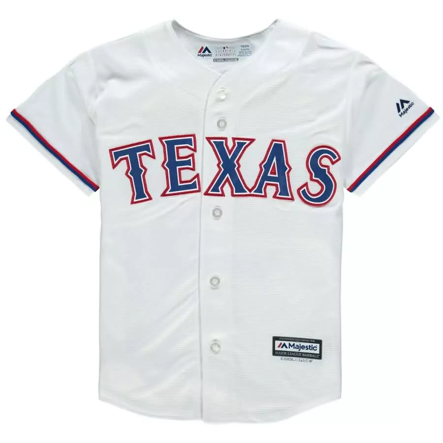 Young Texas Rangers Jersey White Youth Button-up Red Blue Home Official Cool Base