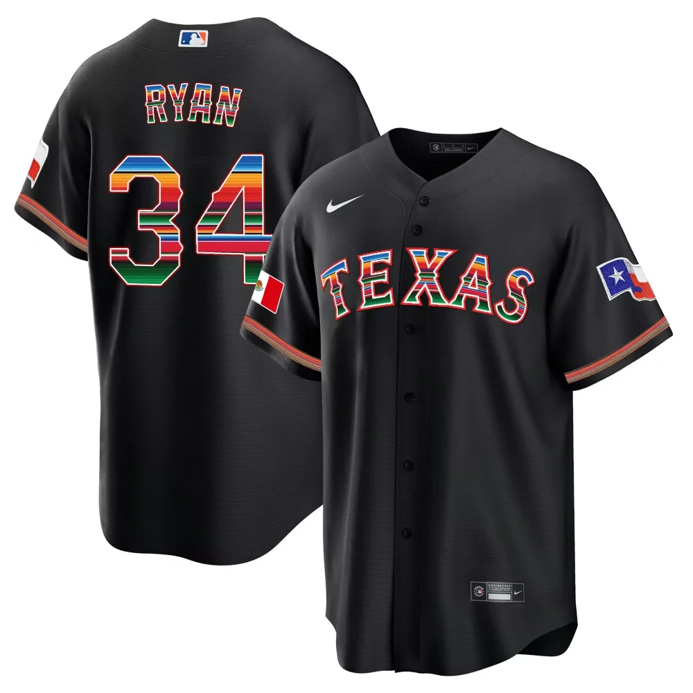 Ryan 34 Texas Jersey Black City Connect Mexico Flag Men Red Green Blue Yellow White