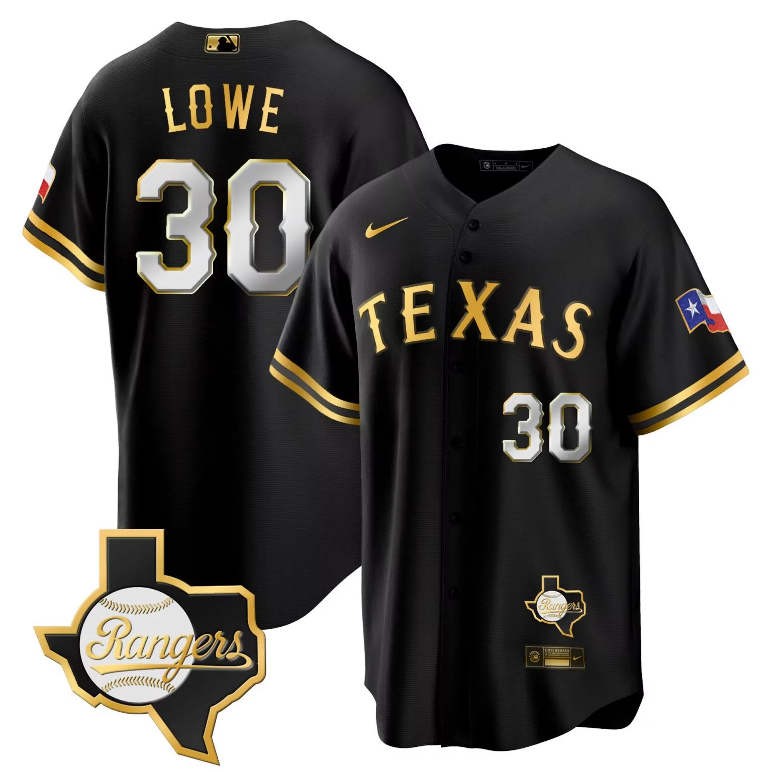 Nathaniel Lowe 30 Texas Rangers Jersey Black City Connect Flag Men Gold White All