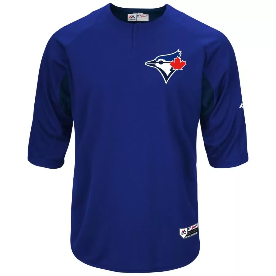 Custom Toronto Blue Jays Jersey Royal Men 3/4 Sleeve Pullover Navy White Collection