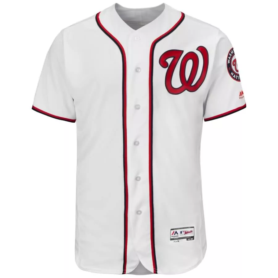 Custom Washington Nationals Jersey White Team Majestic Athletics Men Red Navy Home