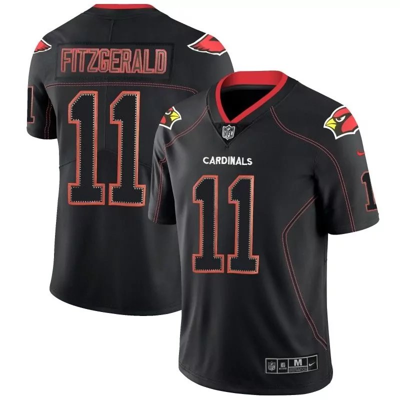 Larry Fitzgerald 11 Cardinals Jersey Black Men Red Classic