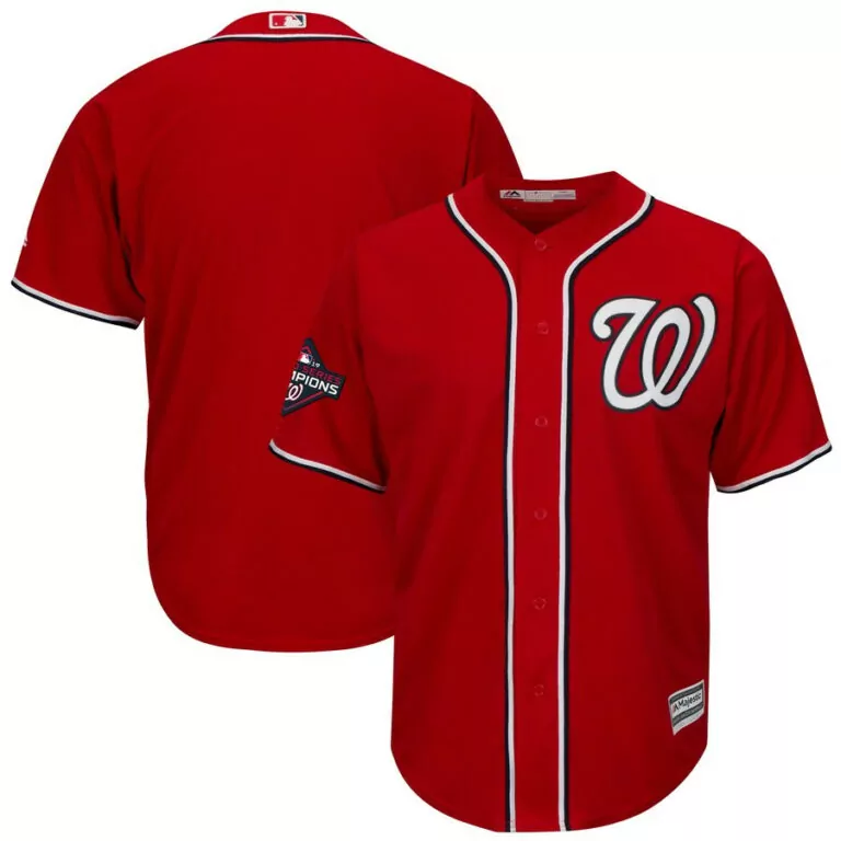 Custom Washington Nationals Jersey Red World Series Champions 2019 Men White Black