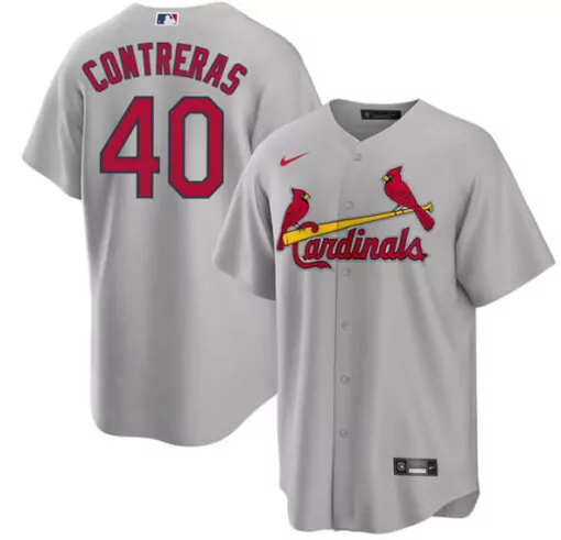 Willson Contreras 40 Jersey Gray St. Louis Cardinals Men Red Yellow Cool Base Stitched