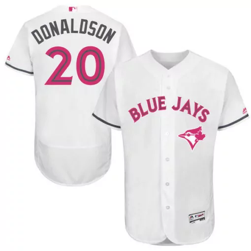 Josh Donaldson 20 Blue Jays Jersey White Men Pink Dark Gray