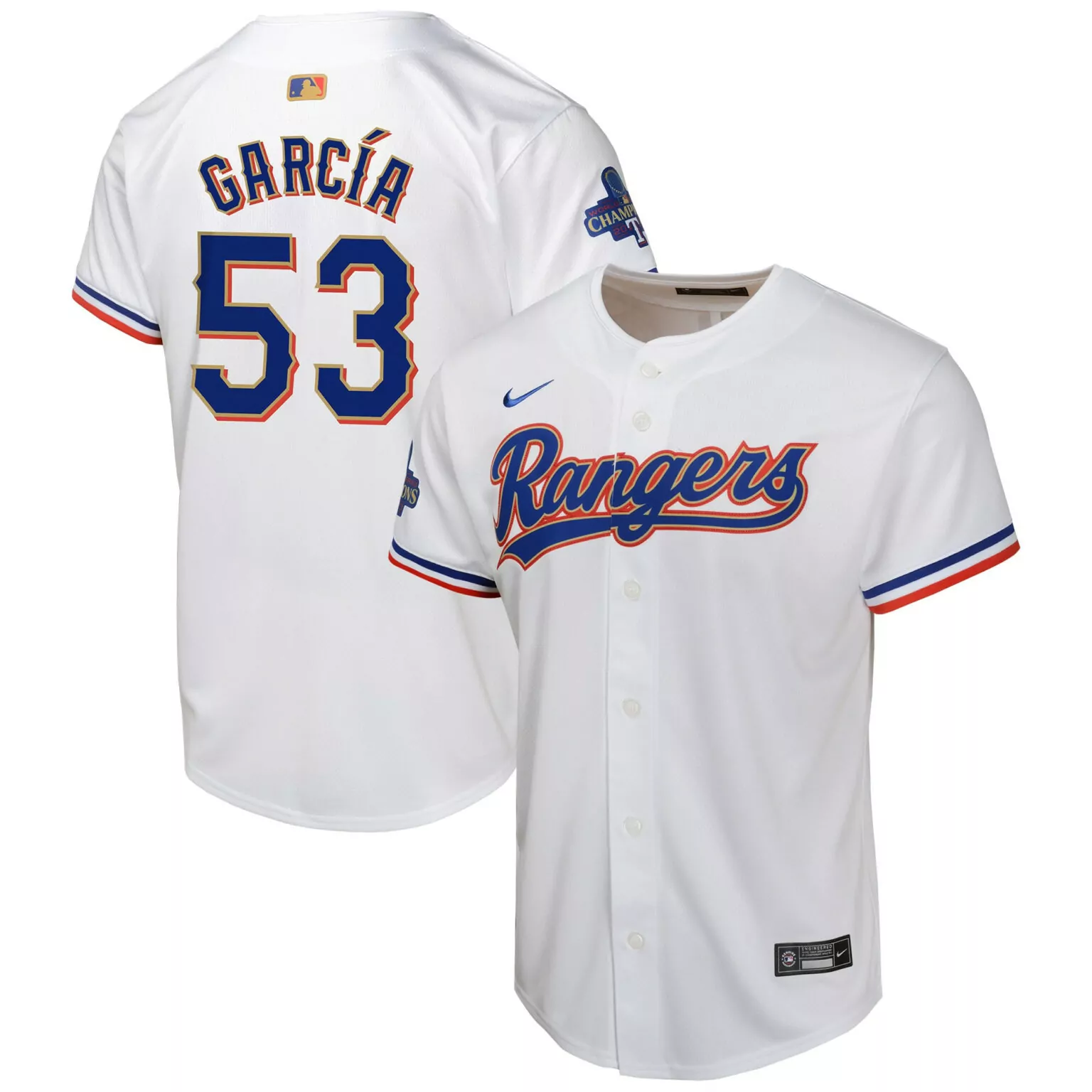 Adolis Garcia 53 Rangers Jersey White World Series Champions 2023 Men Blue Red Collection
