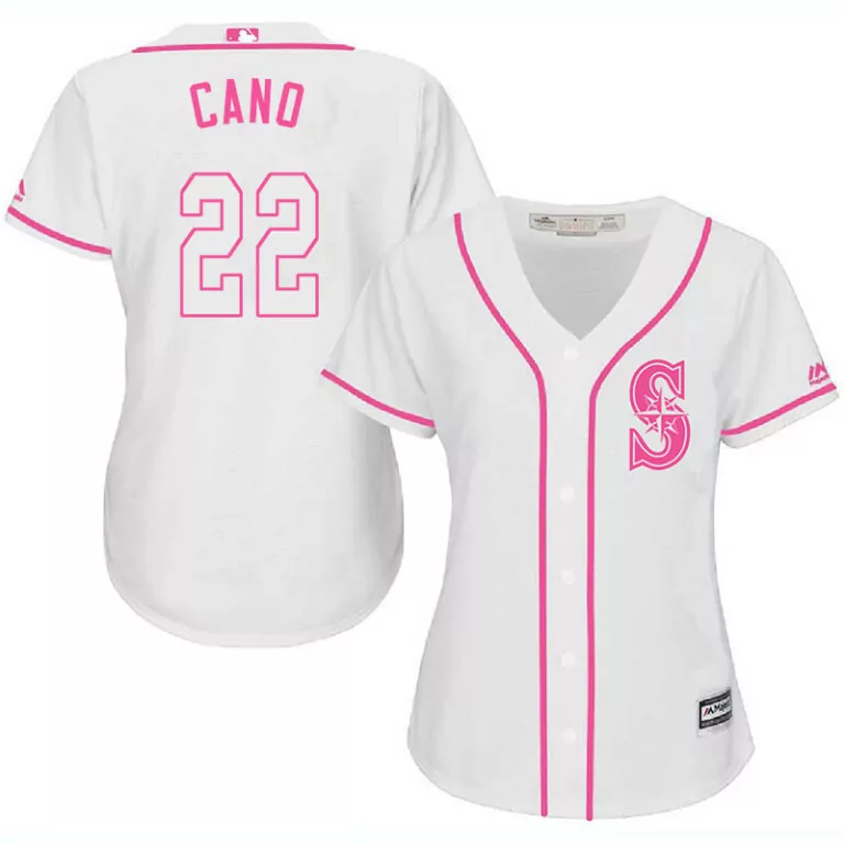 Robinson Cano 22 Seattle Mariners Jersey White Women Hot Pink Cool Base