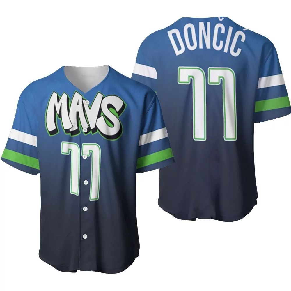 Luka Doncic 77 Dallas Mavericks Jersey Blue Men Split Design White Green