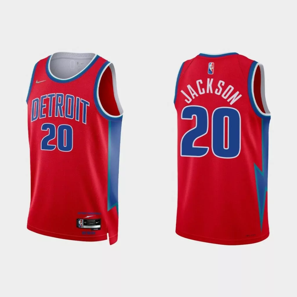 Josh Jackson 20 Detroit Pistons Jersey Red Men Standard Blue Teal