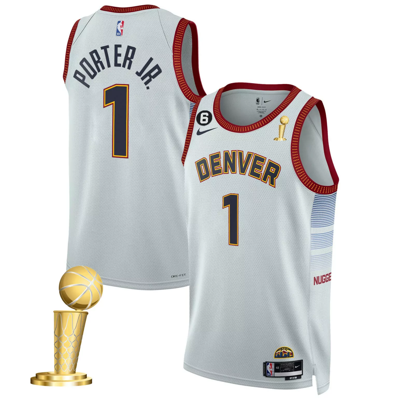 City Porter Jr. 1 Denver Nuggets Jersey White Edition Larry O'brien Trophy Men Navy