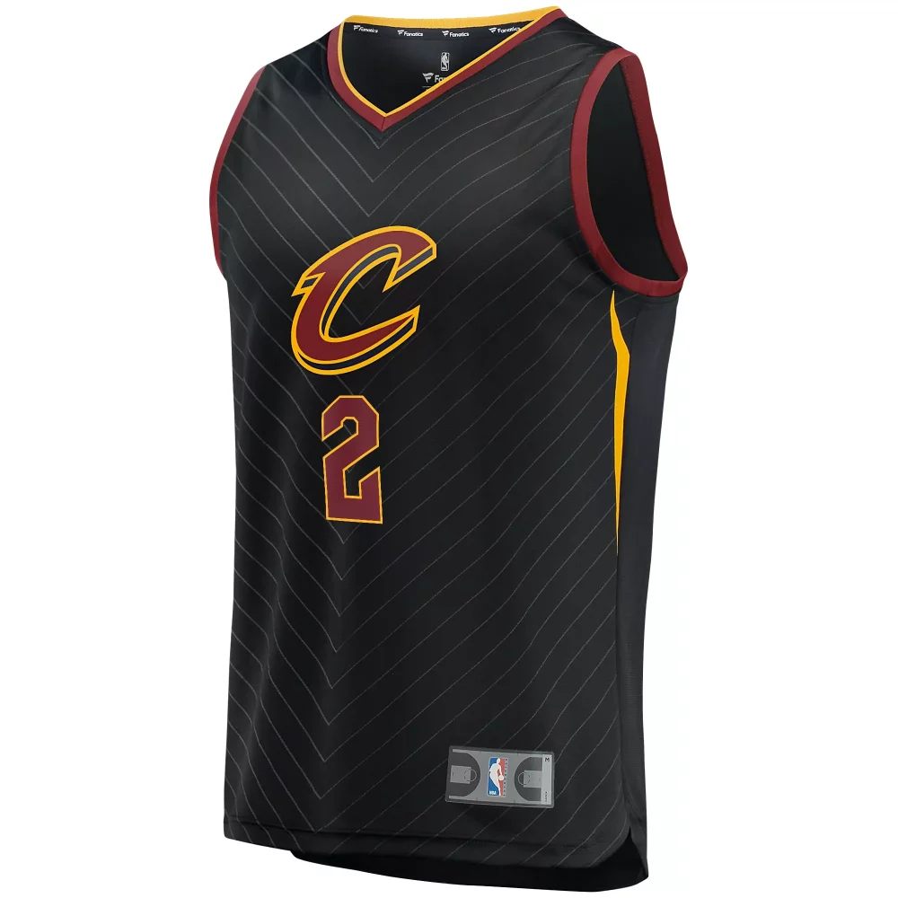 Kyrie Irving 2 Jersey Black Cleveland Cavaliers Men Replica Alternate Wine Red Gold