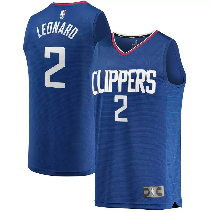 Kawhi Leonard 2 Clippers Jersey Royal Blue Men White Red Icon
