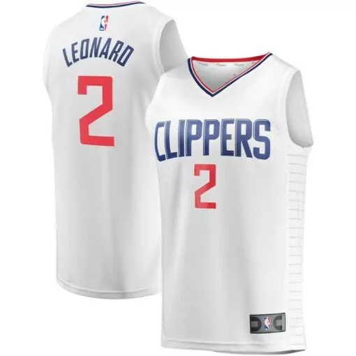 Kawhi Leonard 2 Clippers Jersey White Men Blue Red